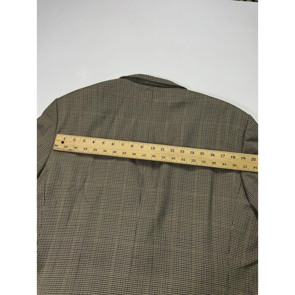 Jos A Bank 46R Brown Houndstooth Wool Sport Coat Blazer Traveler Tailored Fit